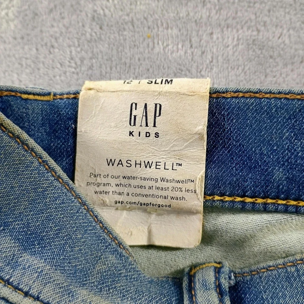 Gap Jeans Kids 12 Slim‎ Blue Skinny Washwell Zip Fly 5 Pocket Denim Casual